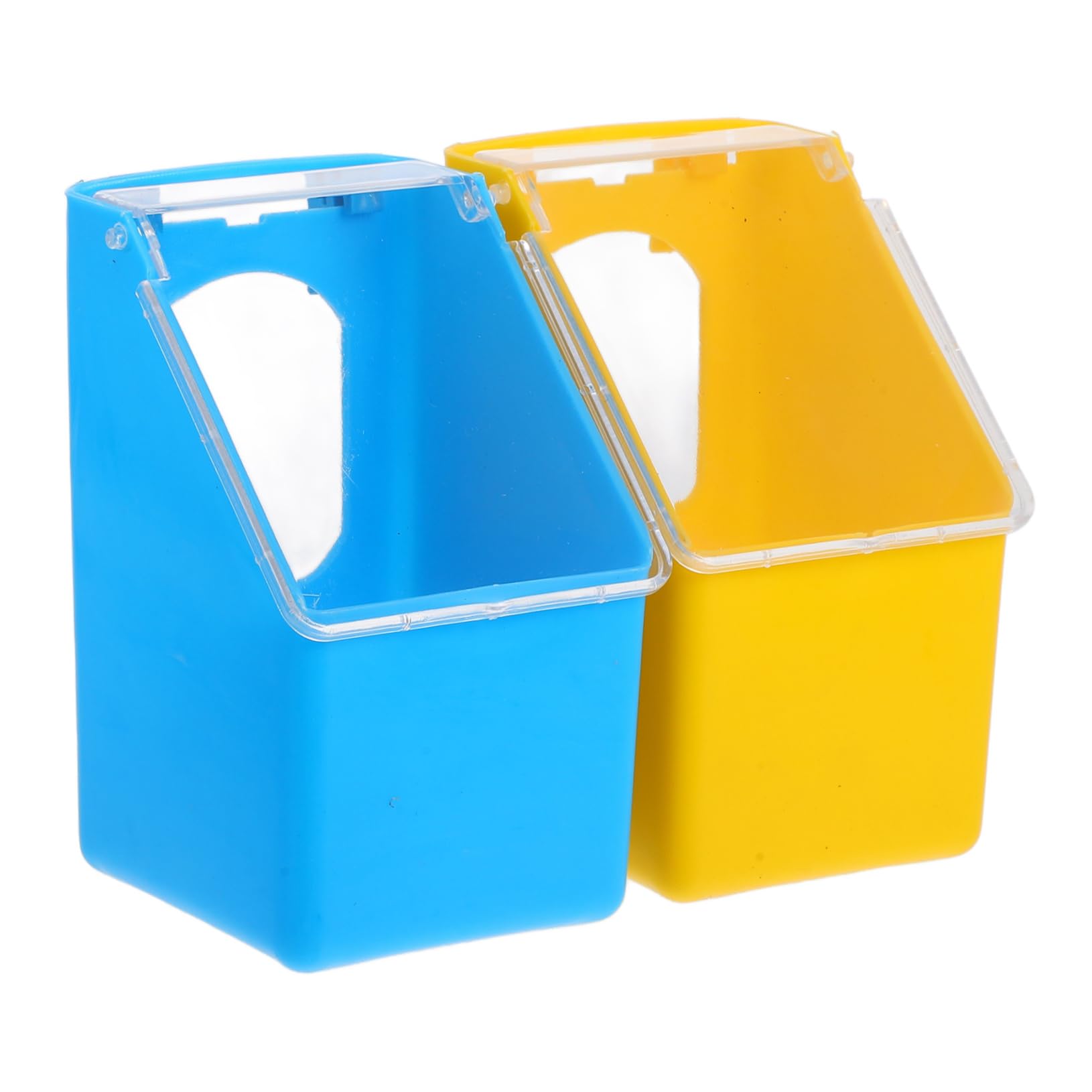 2Pcs Pet Bird Feeders Cage Single Hole Hanging Box with Lid Trough Sink Birdie Basics Perch Cup Pigeon Feeder Accessory