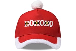 Giavuwn Christmas Santa Baseball Hat Santa Claus Costume hat with Fuzzy Fur Pom