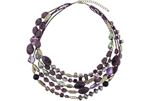 Bocar Multi Layer 5 Strand Statement Collar Beaded Necklace for Women Gift(NK-10376)