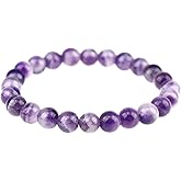Clearain Natural Gemstones Bracelet 8mm Chakra Round Beads Energy Power Crystal Reiki Healing Elastic Stretch 7 Inch for Women Men Unisex