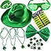 JOYIN 35 Pcs St. Patrick's Day Accessory Saint Patricks Party Favors with St Patricks Shamrock Fedora Hat, Beads Necklace Mustaches Sequin Bow Light-up Glasses Temporary Tattoos and Rubber Bracelets.