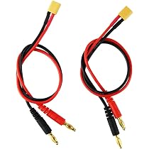 FLY RC Lot de 2 câbles de charge de batterie XT30 femelle vers connecteur banane 4 mm 16 AWG pour hélicoptère RC quadrirotor FLY RC Lot de 2 câbles de charge de batterie XT30 femelle vers connecteur banane 4 mm 16 AWG pour hélicoptère RC quadrirotor