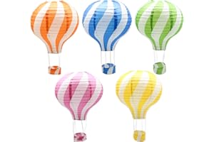 ADLKGG Hanging Hot Air Balloon Paper Lanterns Set, Party Decoration Birthday Wedding Christmas Party Decor Gift, 12 inch, Pack of 5 Pieces