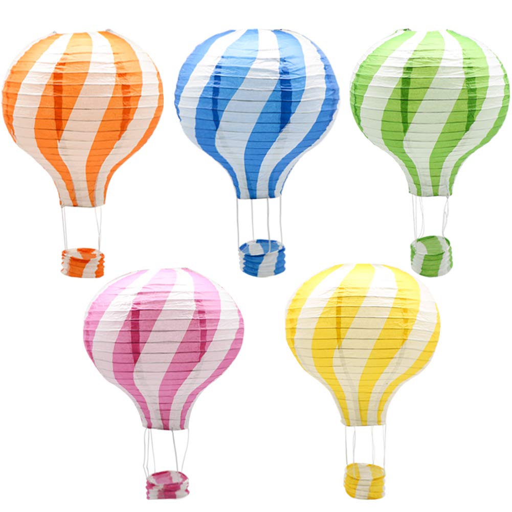 Photo 1 of Hanging Hot Air Balloon Paper Lanterns Set, Party Decoration Birthday Wedding Christmas Party Decor Gift, 12 inch, Pack of 5 Pieces