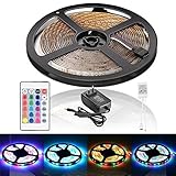 Litake LED Light Strip, Waterproof 12 Volt 16.4FT/5M RGB LED Strip Light Kit, 3528 300LEDs Tape Light Multi-Color Changing Rope Lighting with 24 Key IR Remote Control for Outdoor & Indoor use