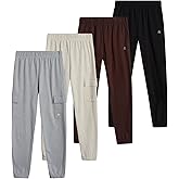 RBX Boys Sweatpants - 4 Pack Performance Fleece Basic Boys Joggers, Athletic Track Pants with Elastic Waistband (8-16)