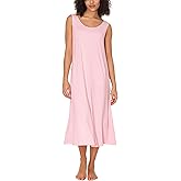GYS Sleeveless Nightgowns for Women Soft Bamboo Viscose Night Shirts Tank Sleepwear with Pockets Long Sleep Dress