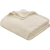 Madison Park Liquid Cotton Luxury Blanket Premium Soft Cozy 100% Ring Spun Cotton For Bed , Couch or Sofa, King, Ivory