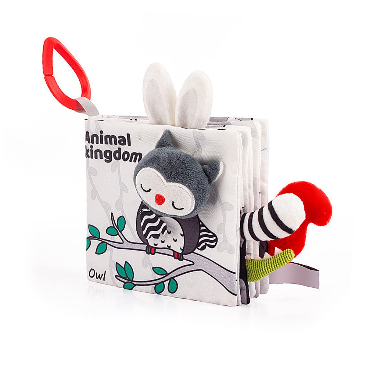 Jagowa Soft Baby Cloth Book - 3D Animal Tail, Anti-Tear, Sensory Toy with Forest Theme for Early Education and Tactile Training
