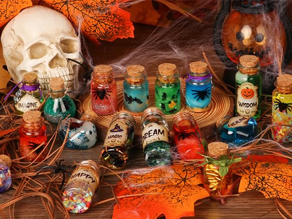 Alritz Mystery Potion Kits for Kids, 20 Magic Mix Witch Potion Bottles, Happy Decorations Ornaments Pumpkin Table Craft Toys Gift for Boys Girls Age 6 7 8 9 10 11+ Indoor Outdoor Halloween Party Decor