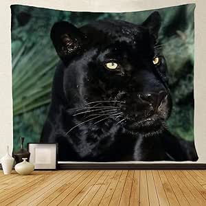 Wall Tapestry,Tapiz De Pared De Ojos Amarillos De Guepardo Negro