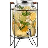 Style Setter Beverage Dispenser Cold Drink Dispenser w/ 2-Gallon Capacity Glass Jug, Metal Stand & Leak-Proof Acrylic Spigot, Metal Lid, Great for Parties, Weddings & More