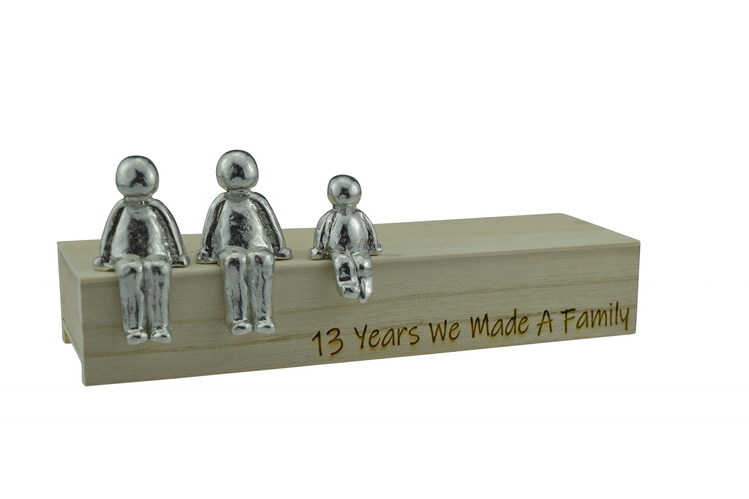 Pirantin 13th Anniversary Idea - 13 Years We Made A Family Metal Ornament - Choose Your Family Combination Box & Woodgrain May Vary(1 Child)