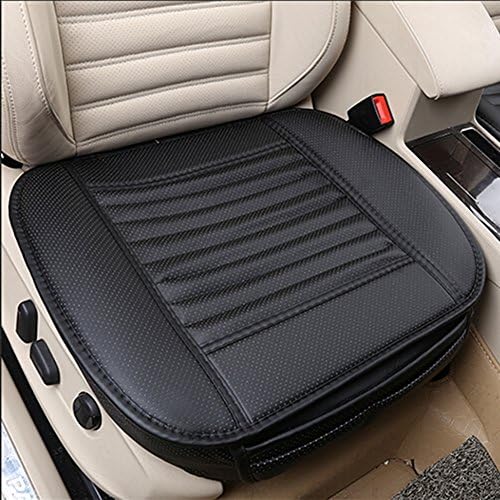 Car Seat Cushion, PU Leather Bamboo Charcoal Breathable Comfortable Seat Cushion for Car Office Home Use, Four Seasons General Car Interior Seat Cover Cushion by NewKingStar (Black)