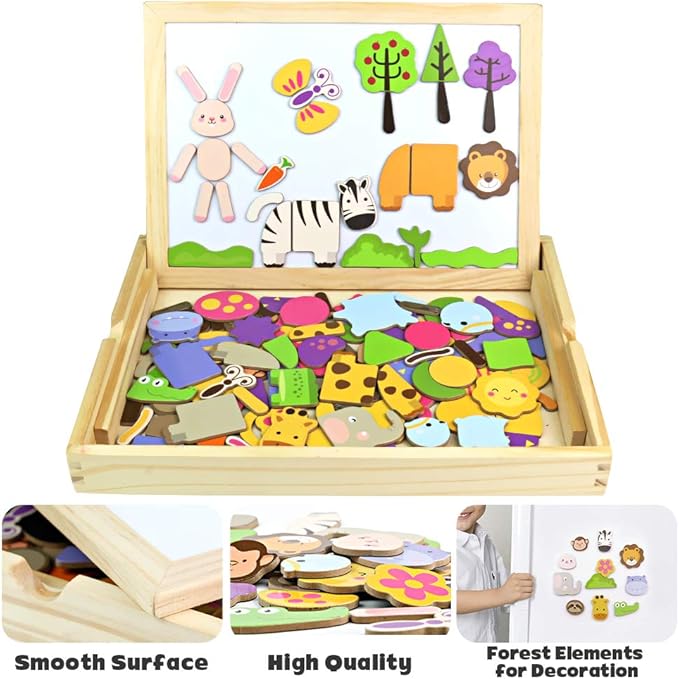 Tablero Magnetico de Madera Magnéticos Piezas Dibujo de Doble ...