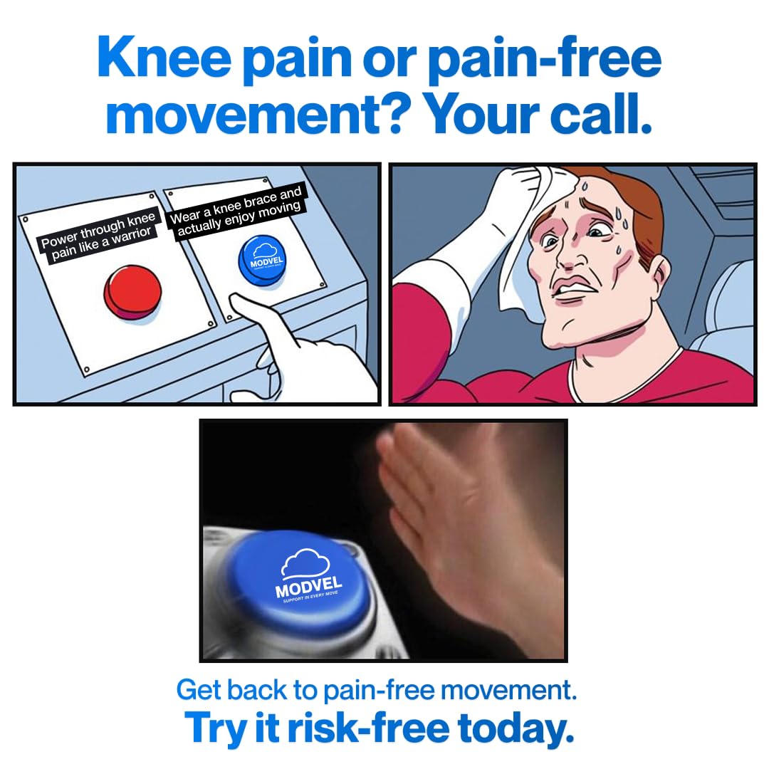 Modvel 2 Pack Knee Brace for Women & Men - Workout Knees Compression Sleeve for Knee Pain Relief Joint Support for ACL, Arthritis, Meniscus Tear Knees Brace for Sports, Rodilleras para Gym Fitness