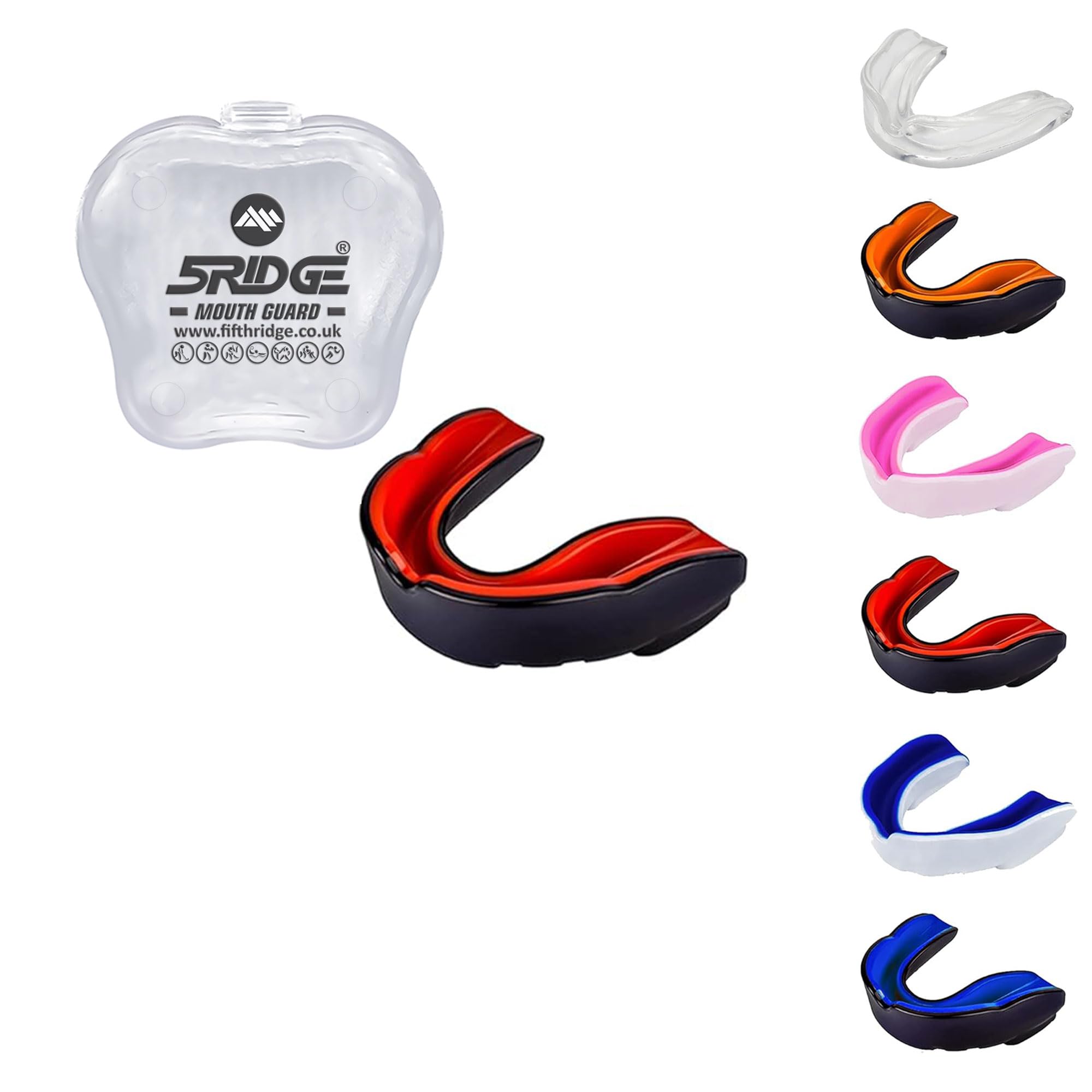 Gum Shield Mouth Guard Adult Youth & Junior Gum Shield for All Contact Sports Mouth Guard Boxing, MMA, Mouthguard Rugby, Football, Lacrosse, Hockey Mouthguard (Red/Black, Juniors Under 11 Years)