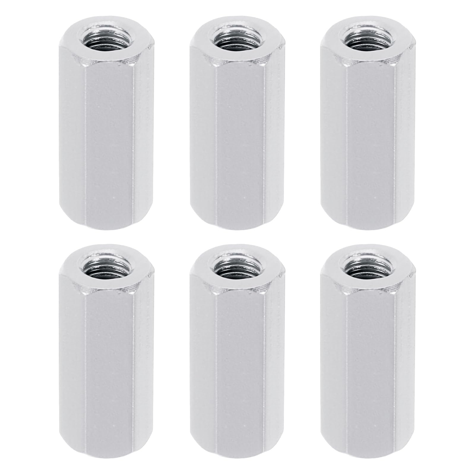 PATIKIL M3 Hex Nuts, 6pcs M3 Threaded Spacers Aluminum 12mm L Female Metal Spacer Screw Standoff for M3 Screw Bolts RC Car Drones Stacks Motherboard, Silvery