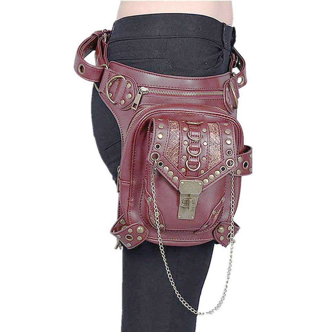 DM201605 Retro Rock Gothic Goth Shoulder Waist Bags Packs Victorian Style for Women Men + leg Thigh Holster Bag