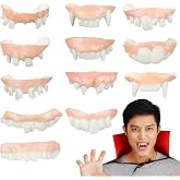 TOYANDONA 12pcs Ugly Teeth, Joke Prank Teeth Fake Teeth Funny Vampire Teeth Halloween Gnarly Teeth for Halloween Cosplay Party Favors Photos Props