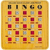 MR CHIPS Jam-Proof Quick-Clear Deluxe Fingertip Slide Bingo Cards with Sliding Windows 10 Pack in Woodgrain Style