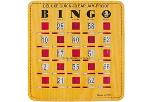MR CHIPS Jam-Proof Quick-Clear Deluxe Fingertip Slide Bingo Cards with Sliding Windows - 100 Pack in Woodgrain Style