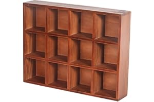 Generic Wooden Display Shelf for Wall Display Case 12 Cubes Wall Mounted Decorative Shelf for Cosmetics Cups Office Bathroom