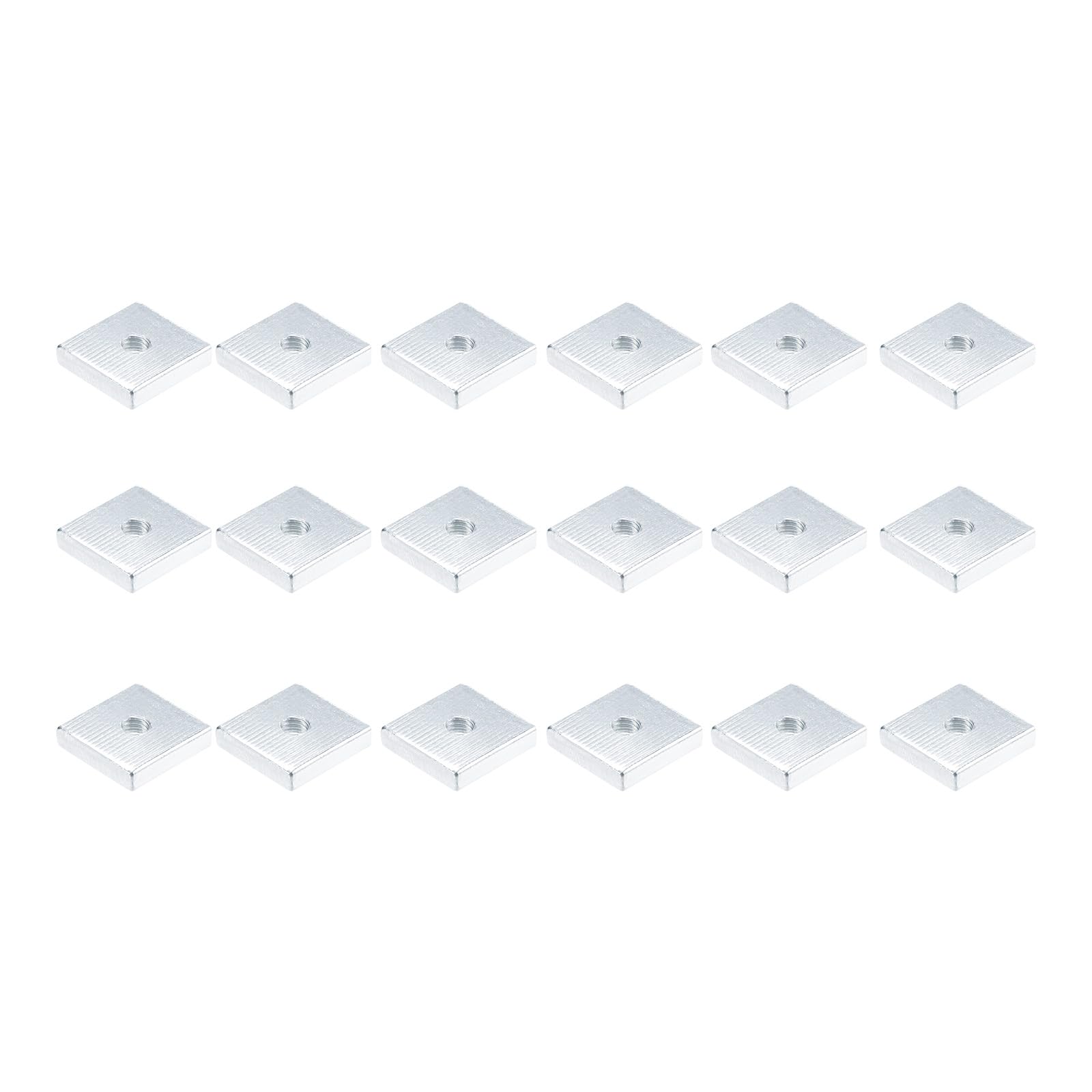 METALLIXITY Square Nuts (M4x13x3mm) 25Pcs, Carbon Steel Hardware Nuts - for Furniture Construction Mechanical Equipment Fasteners, Silver Tone