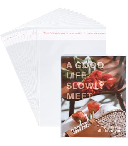 Amazon.com: Miraclekoo 100Pcs 5-1/2 x 7-1/2 Inch Thick Greeting Card Clear Plastic  Sleeves Self Sealing Cellophane Cello Bags -Fit 5x7 Inch Cards w/Envelope  Toploaders A6 A7 Photos Cookie : Health & Household