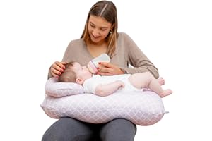 Pharmedoc Nursing Pillow for Breastfeeding - Breast Feeding Pillows with Headrest and Adjustable Waist Straps - Removable Cover, Arabesque - Baby Essentials for Newborn - Full Support for Mom and Baby