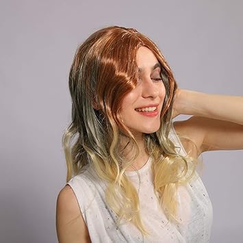 Amazon Com Vintress Wine Blonde Wig Long Wavy Synthetic Brown