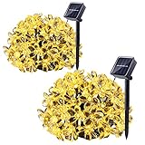 Qedertek 2 Pack Solar String Lights, 21ft 50 LED Fairy Flower Blossom Christmas Decorative Lighting for Outdoor, Home, Lawn, Garden, Patio, Party and Holiday Decorations(Warm White)