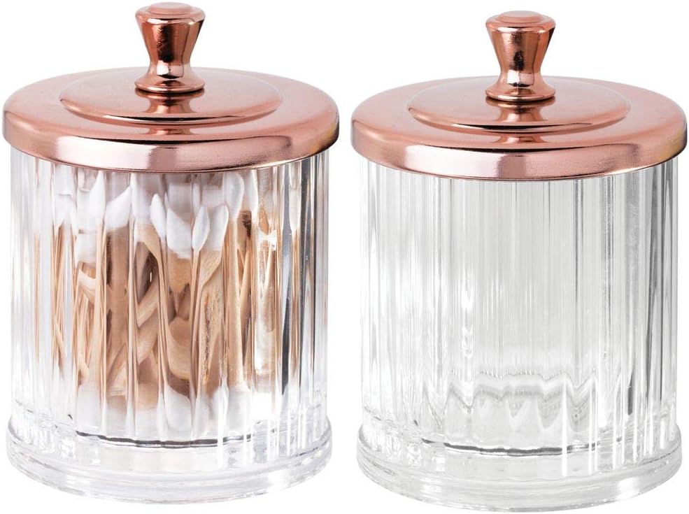 mDesign Fluted Bathroom Vanity Storage Organizer Canister Apothecary