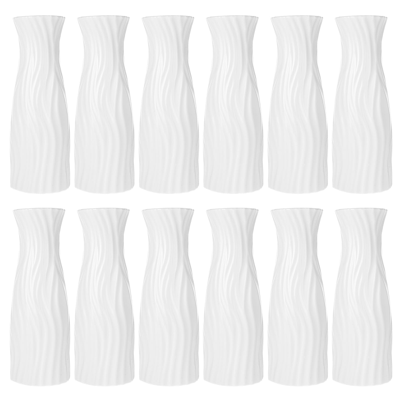 Photo 1 of 12 Pack Composite Plastic Flower Vase, White Tall Conic Floral Vase Home Decor Centerpieces, Unbreakable Vases for Decor Living Room