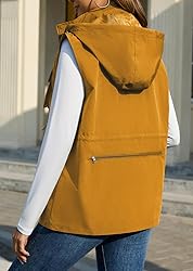 PESION Womens Packable Utility Vest Drawstring