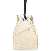 ecosmile Drawstring Tennis Backpack, Puffer Tennis Racket Bag with Shoe Compartment & Wet Pocket Gym Bag for Women, Suitable for Pickleball Tennis Badminton