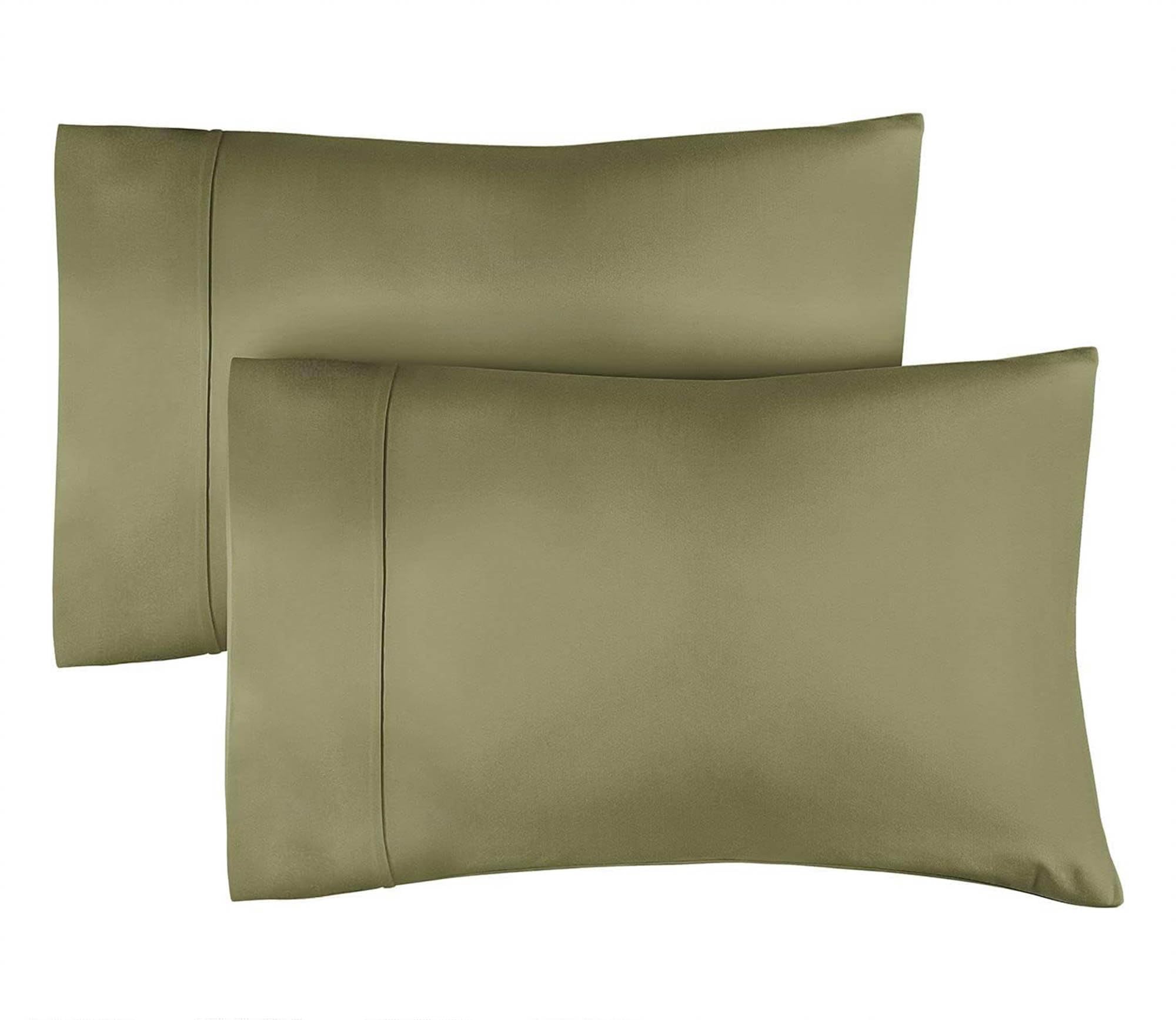 Photo 1 of 100% Cotton Pillow Cases Queen Size - Cooling, Breathable & Soft Pillowcase Covers Set of 2-400 Thread Count Cotton - Wrinkle Free - Machine Washable Protectors - Luxury Hotel Bedding - Sage Green