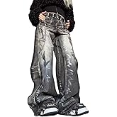 MEOKIM Men's & Women's Retro Y2K Graffiti Patchwork Straight Leg Loose Jeans