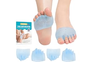 TASZOOS Toe Separators & Metatarsal Pads for Women & Men – 4 Pcs Gel Toe Spacers, Ball of Foot Cushions for Pain Relief, Metatarsalgia, Morton’s Neuroma, Comfortable Foot Pads for Walking(One Size)