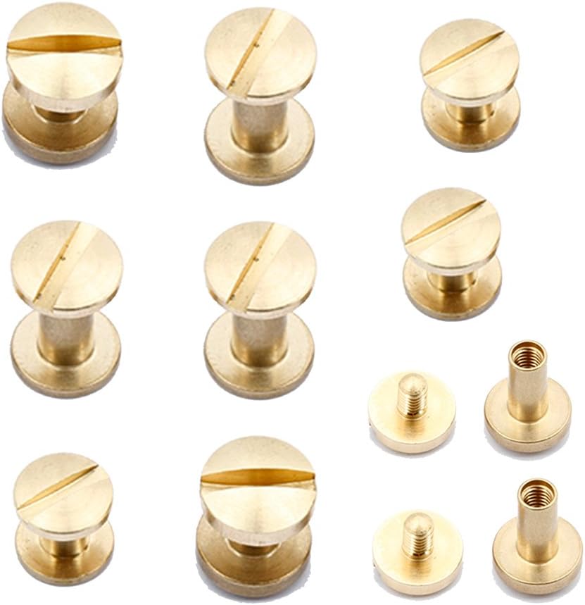 MultiWare 10pcs Belt Screw Brass Solid Rivets Stud Head Leather Craft Wallet 4MM