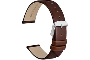 WOCCI Watch 8mm 10mm 12mm 13mm 14mm 16mm 18mm 20mm Watch Strap with Gold Buckle, Elegant Genuine Leather Replacement Band for