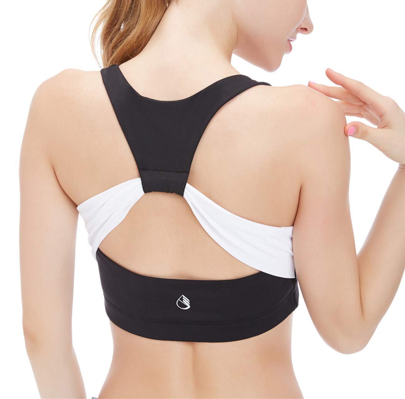 icyZone Workout Yoga Clothes Activewear Moving Comfortablel Racerback Sports Bras,Solid Black,Large