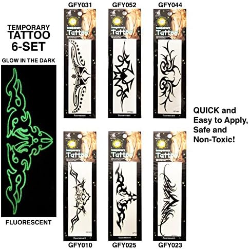 Fluorecent Lower Back (6 Set Temporary Tattoos ) Glow in the Dark !!! (Set1)