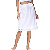 Vanrose Jan Skirt Extender for Women Knee Length Lace Trim Layering Underskirt Half Slip S-5XL