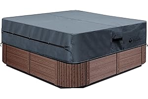 UCEDER Waterproof Hot Tub Cover -Outdoor Spa Cover Cap(Actual Size 88''x88 x20'' Fit 86''x86 x 20'') 600D Heavy Duty Polyester Hot Tub Cover Protector(Dark Gray)