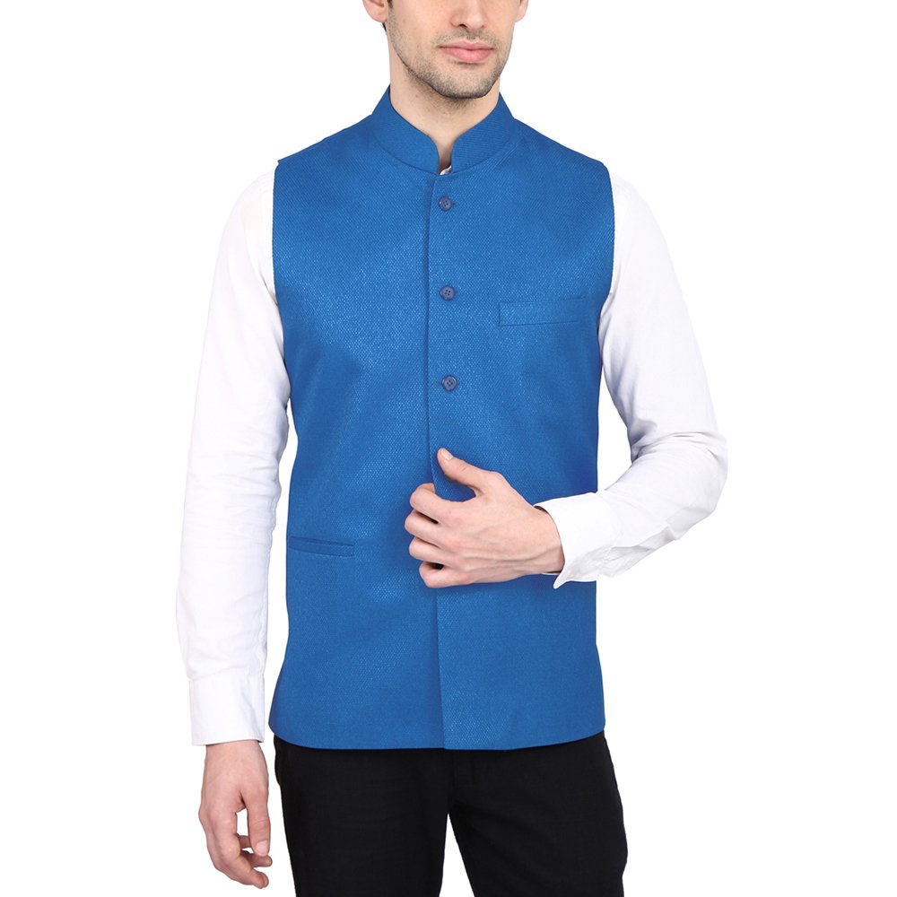 indian attire men's blended jute koti (waistcoat/nehru jacket)