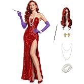 Danvato Jessica Costume Rabbit Dress Wig Necklace Gloves Dress Bracelet Props Holder Earrings Halloween Cosplay Sets
