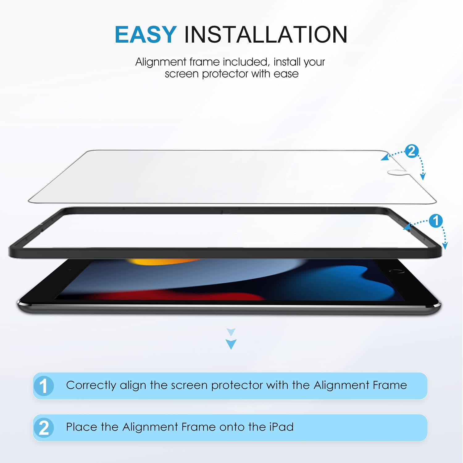 SPARIN 3 Pack Screen Protector for iPad 9th 8th 7th Generation 10.2 inch, Tempered Glass Compatible with iPad 9 8 7 (2021 2020 2019 Model)