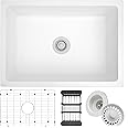 MONSINTA Undermount Kitchen Sink, 27 Inch White Granite Composite Sink, Kitchen Sink, Small Kitchen Sink With Accessories, Granite Kitchen Sink, White Sink Kitchen