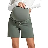 G4Free EverGoing Maternity Athletic Shorts with Pockets Over The Belly Drawstring Casual Pregnancy Shorts Yoga Workout